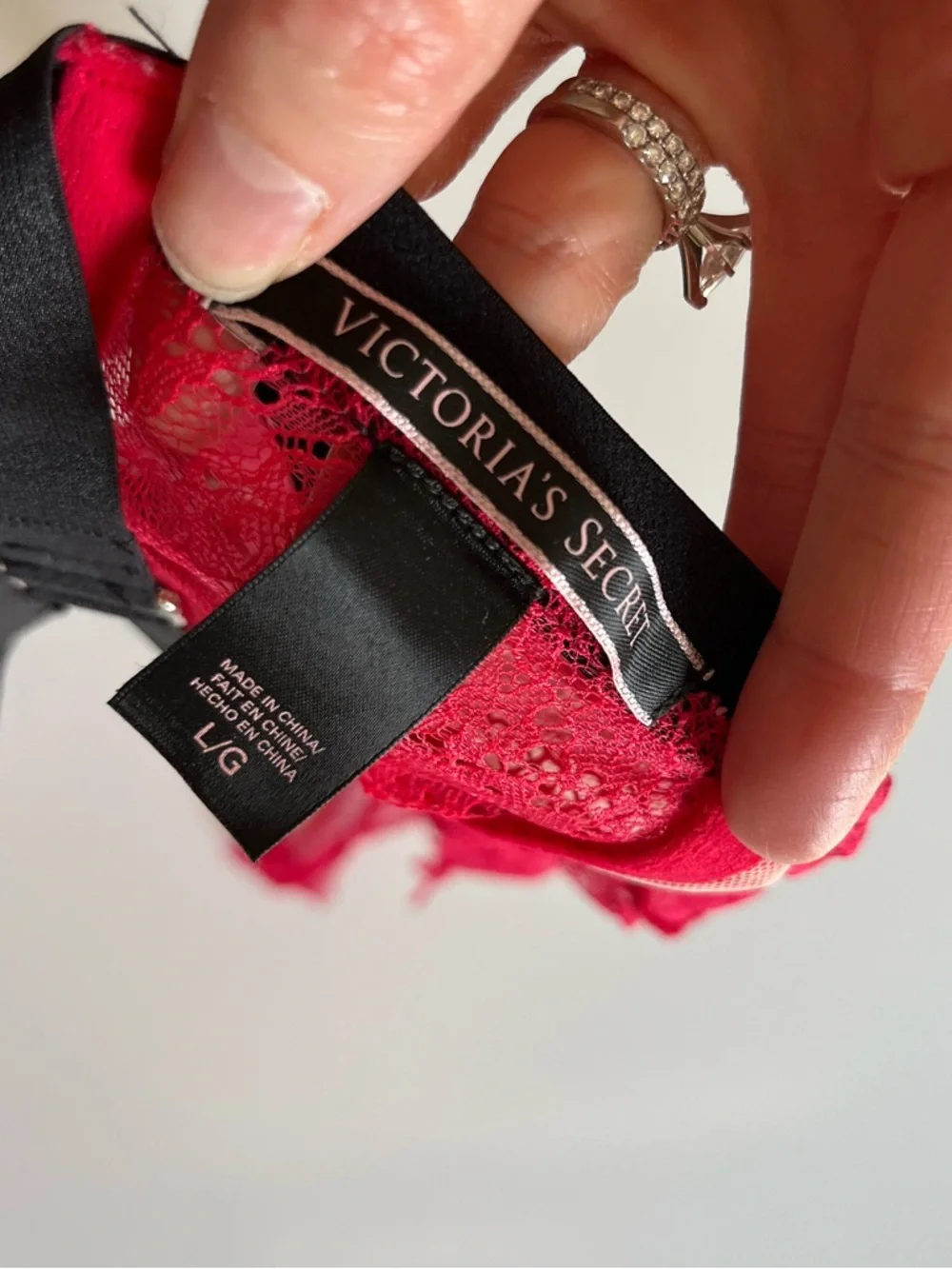 Victoria's Secret Red Lace lingerie with garter clips